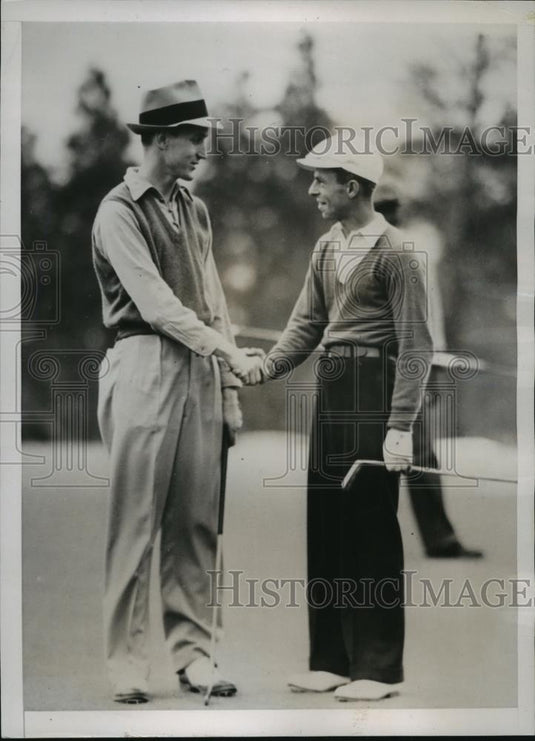 1937 Press Photo Bobby Dunkelberger, Tom Jamison, North & South golf NC - Historic Images