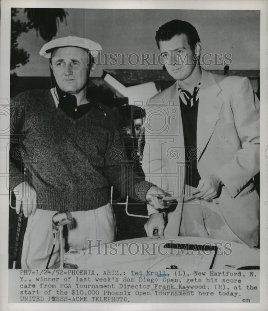 1952 Press Photo Ted Kroll, Frank Kaywood at Phoenix Open in Arizona - net33505 - Historic Images