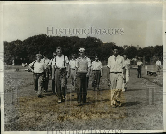 1931 Press Photo William Hopfer, Henry Zgutowicz, Joe Rocchio Caddie golf - Historic Images