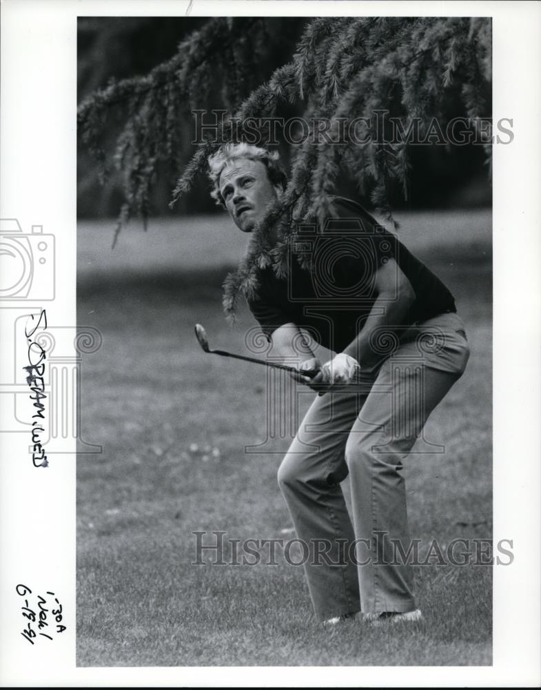 1991 Press Photo George Walker seen under the tree looking at his golf ball - Historic Images