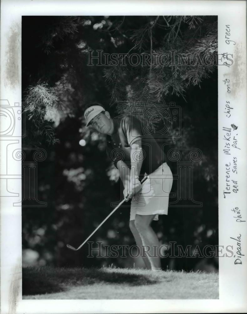 Terrence Miskell chips onto 17th green and saves par Press Photo  - orc07847 - Historic Images