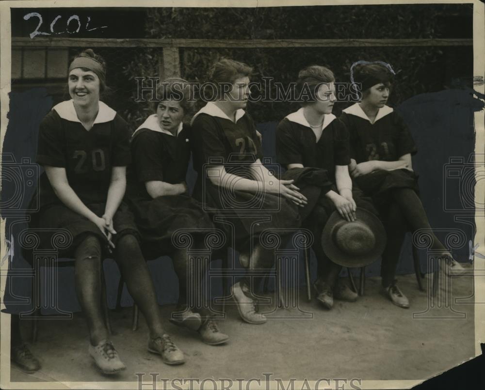 1924 Press Photo Misses Rudley, Sabing, Hangsor, McRiley, Klaudan athletes - Historic Images