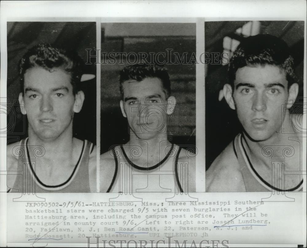 1961 Press Photo MI Southern basketball Ross Gantt, Rudy Dossett,Joe Lundberg - Historic Images