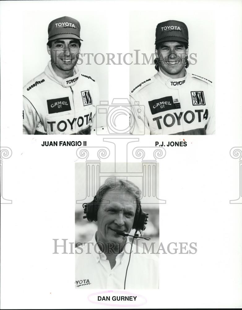 Press Photo Clockwise: Juan Fangio II, P.J. Jones, Dan Gurney - orc05313 - Historic Images