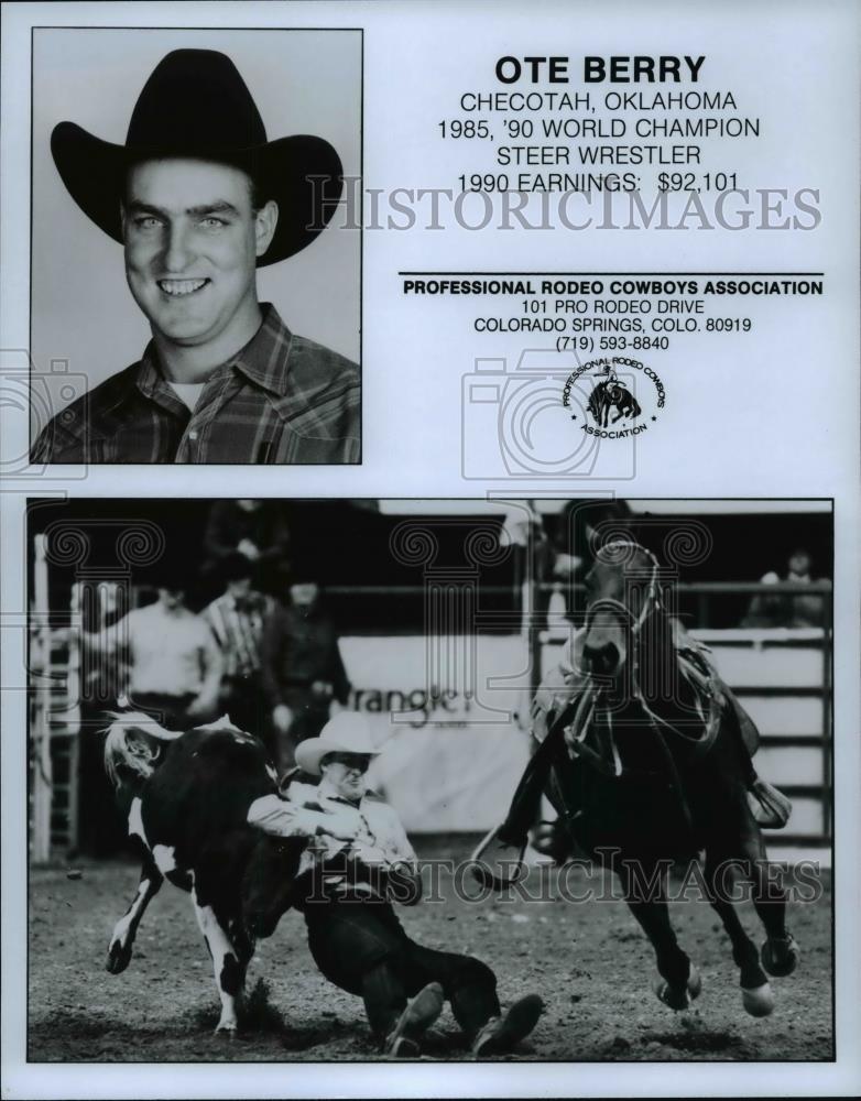 1985 Press Photo Ote Berry, Checotah, Oklahoma, 1985, &#39;90 World Champion - Historic Images