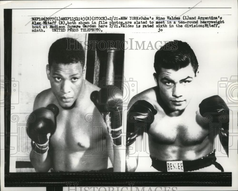 1958 Press Photo Boxer Nino Valdes to fight Alex Mitaff at NYC bout - net30967 - Historic Images