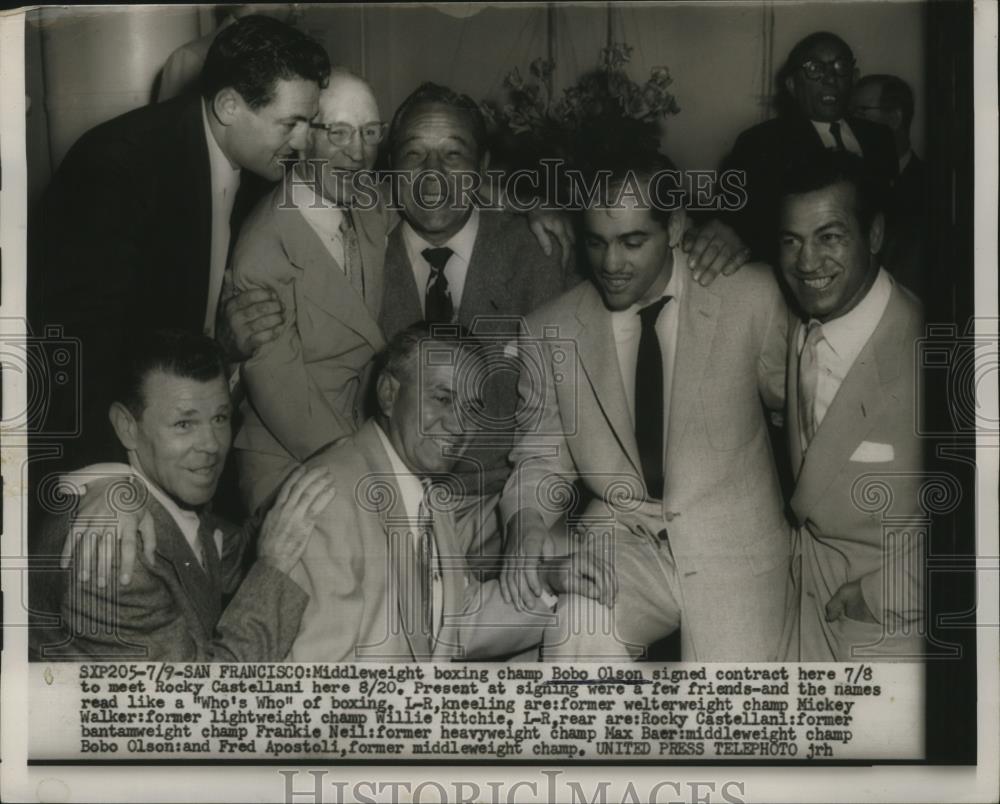 1954 Press Photo Middleweight champ Carl Bobo Olson, Willie Ritchie - net31184 - Historic Images