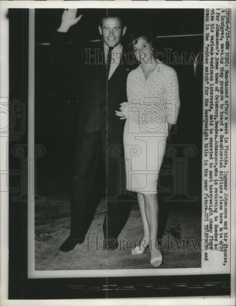 1960 Press Photo Boxer Ingemar Johansson and fiancee Birgit Lundgren - net32120 - Historic Images