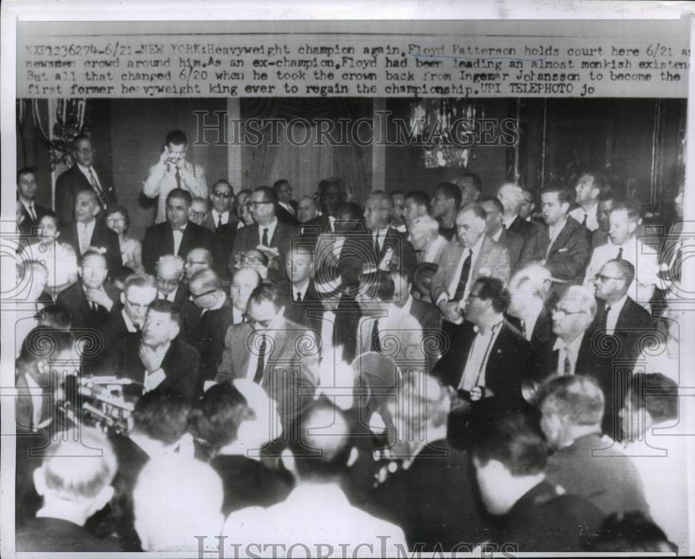 1960 Press Photo Champ Floyd Patterson at bout vs Ingemar Johansson in NYC - Historic Images