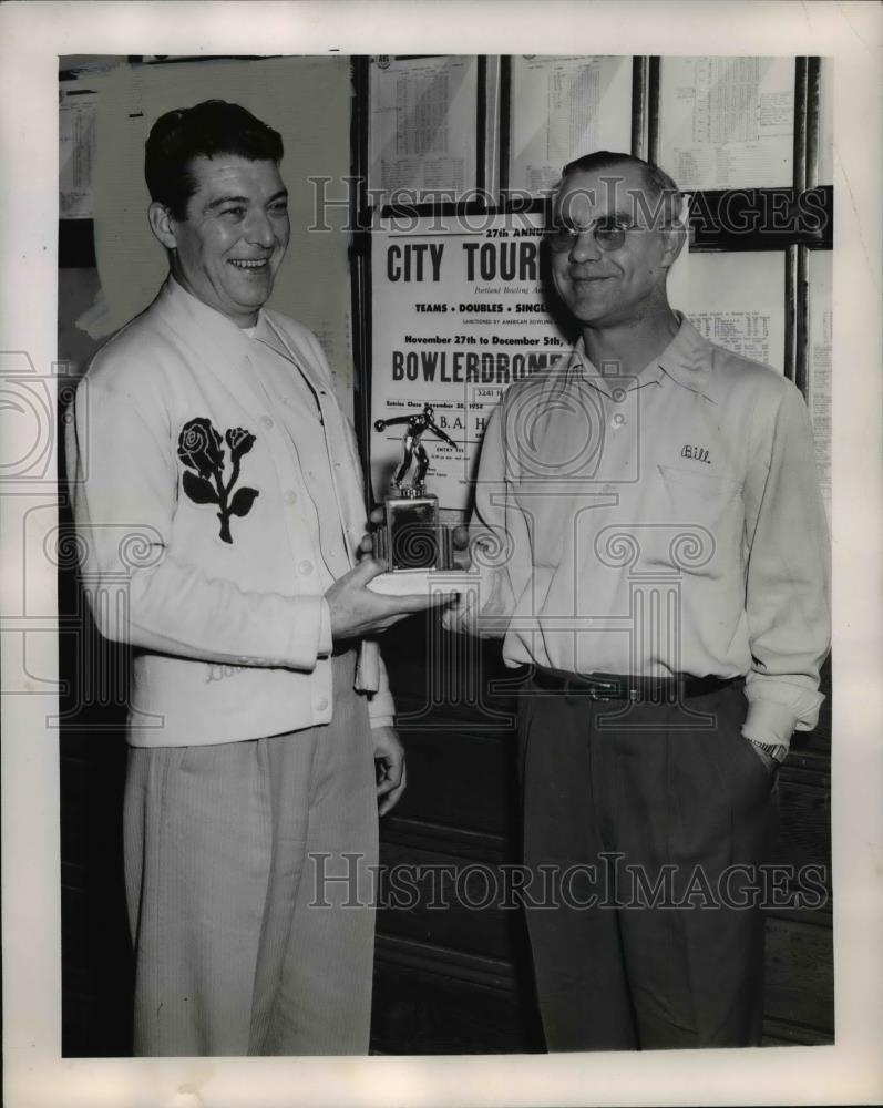 1956 Press Photo Bill Malmros and Len Gott, seeks new television offering - Historic Images