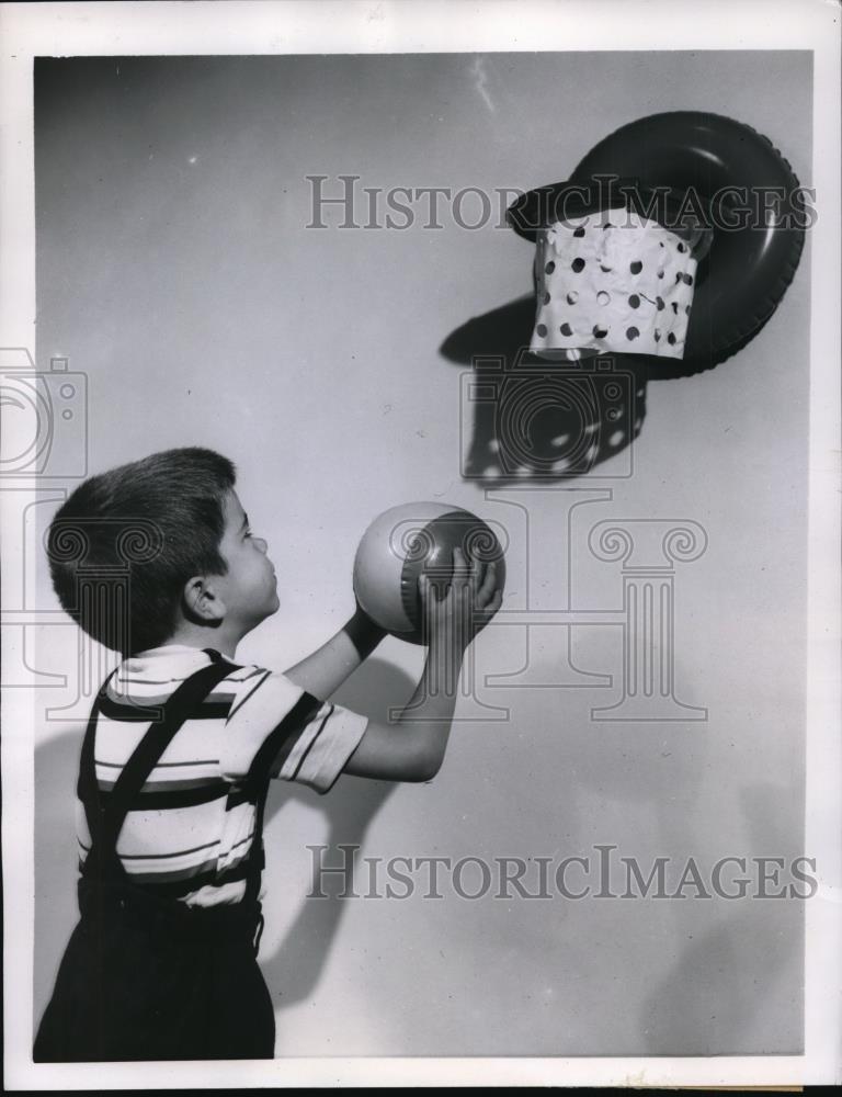 1955 Press Photo New inflatable basketball toys for youngsters - net30002 - Historic Images