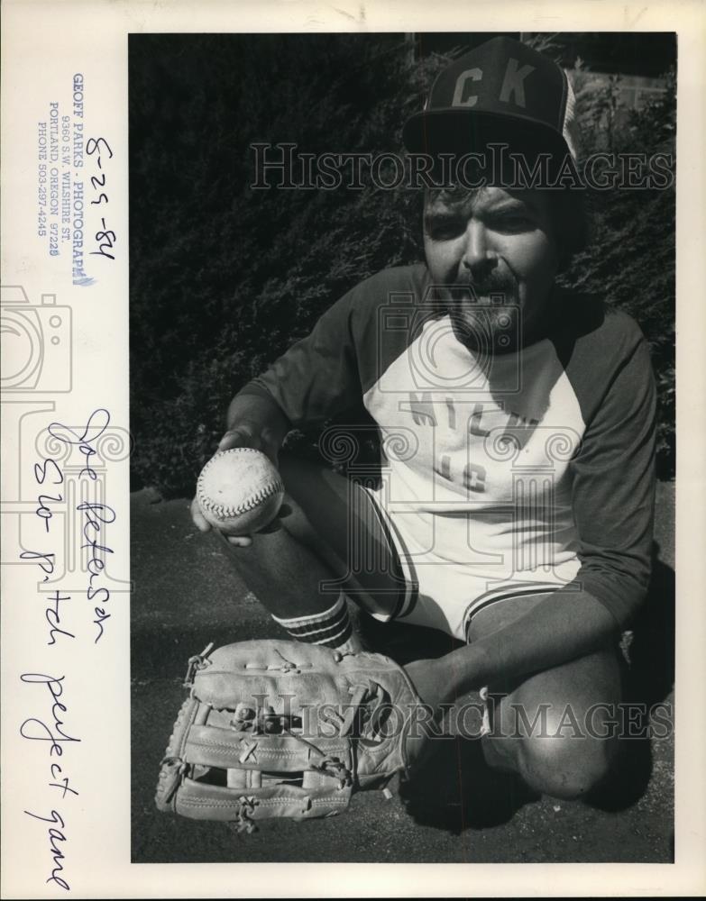 1984 Press Photo Joe Peterson, Jr about to play baseball practice at h