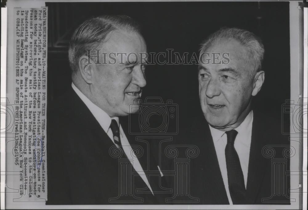 1965 Press Photo American baseball league president Joe Cronin - sps00219 - Historic Images