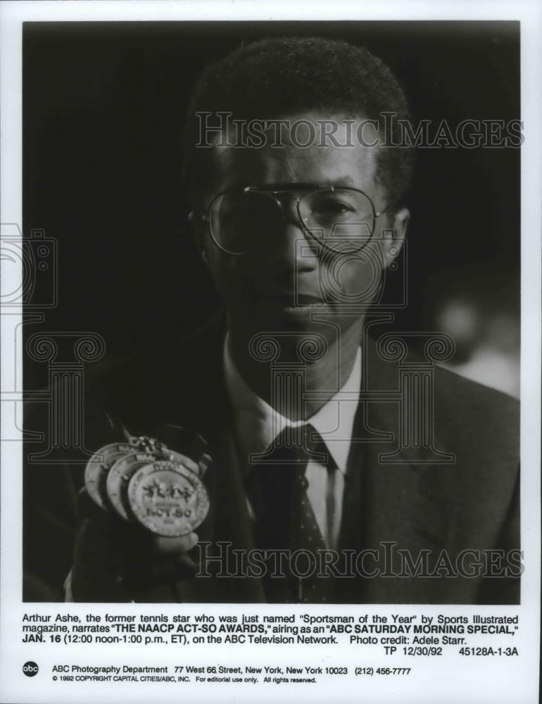 1993 Press Photo Tennis player Arthur Ashe was &quot;Sportsman of the Year&quot; - Historic Images