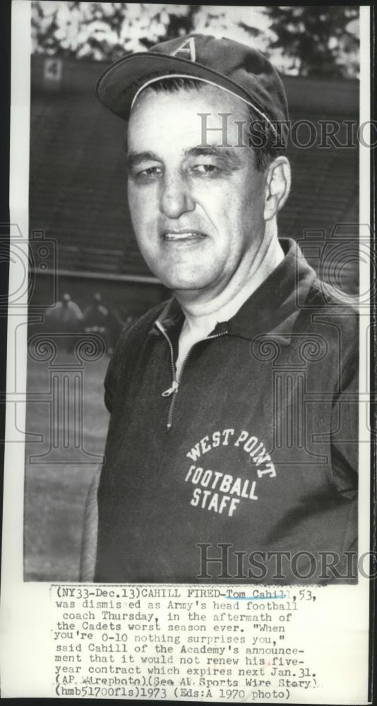 1970 Press Photo Tom Cahill dismissed as Army&#39;s head football coach - sps00655 - Historic Images