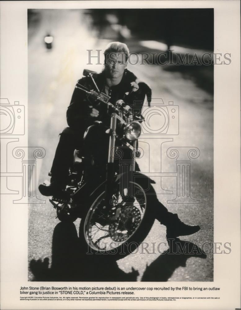 1991 Press Photo Ex-football star Brian Bowsworth stars in "STONE COLD" - Historic Images
