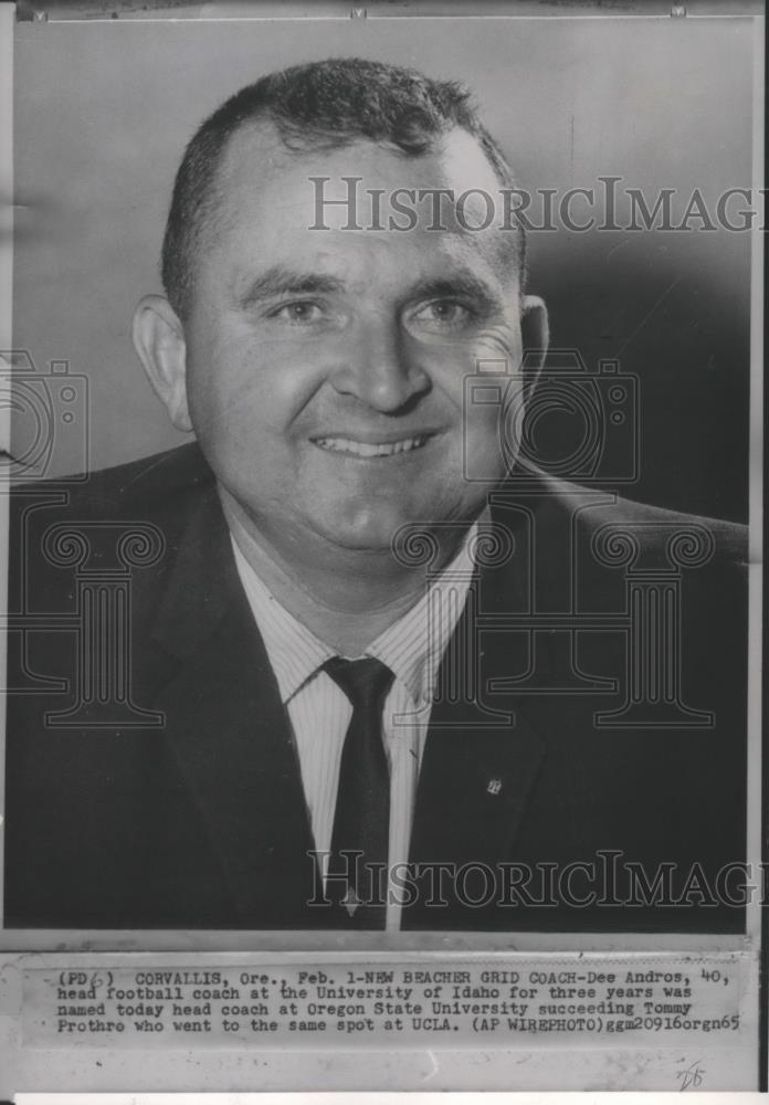 1965 Press Photo University of Idaho football&#39;s, Dee Andros, new Oregon coach - Historic Images