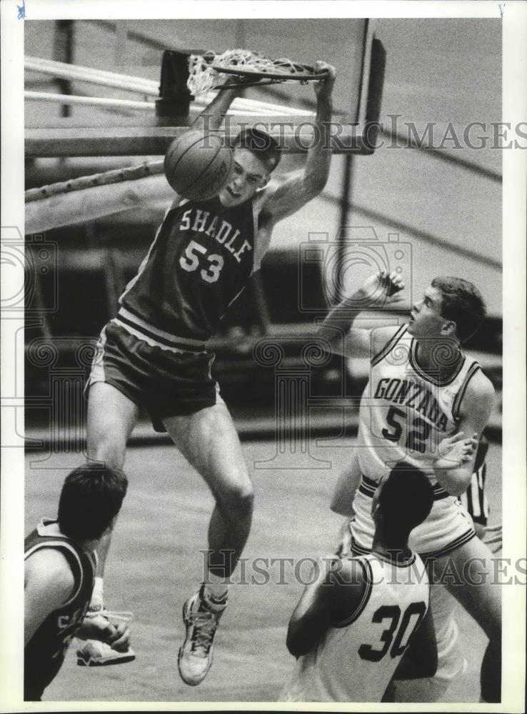 1989 Press Photo Shadle Park High School basketball center, Rob Corkrum - Historic Images