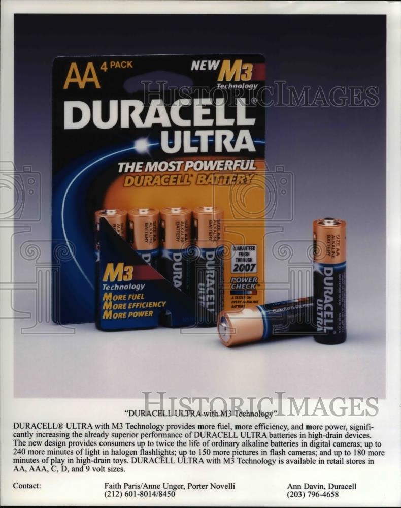 2000 Press Photo Duracell Ultra with M3 Technology  - orb06993 - Historic Images