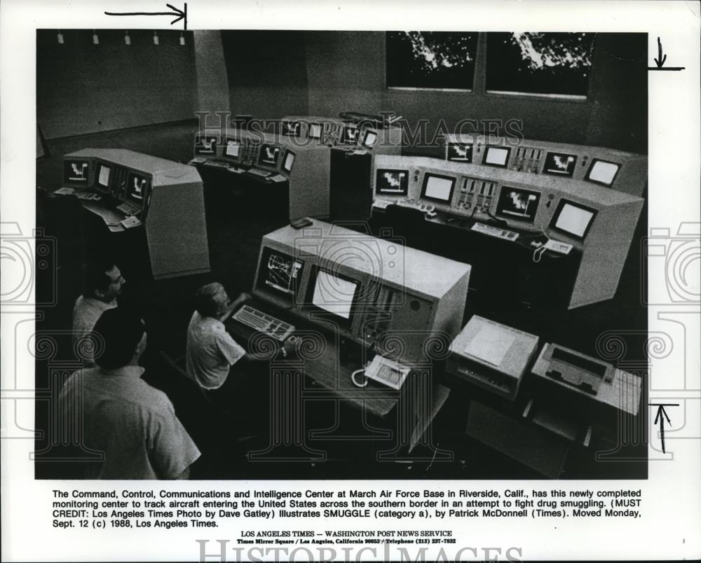 1988 Press Photo Monitoring center at March Air Force - orb09881 - Historic Images