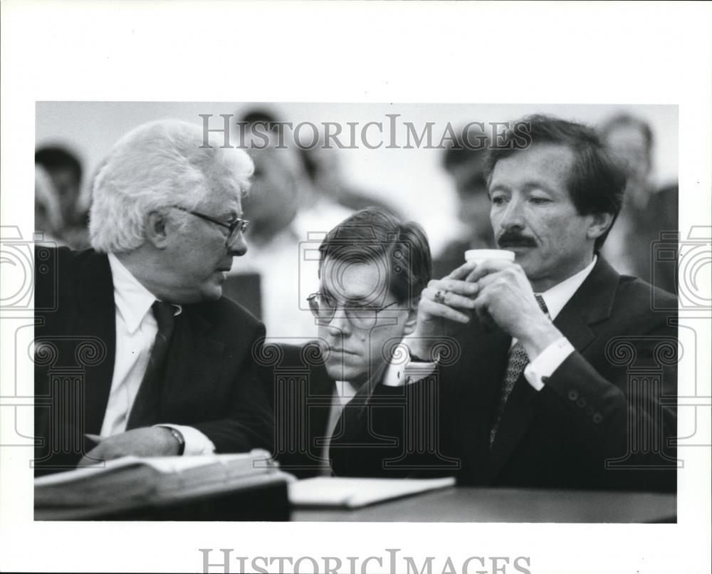Press Photo Three men discussing serious business - orb13481 - Historic Images