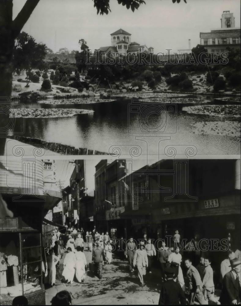 1950 Press Photo Grounds of Duk Soo palace &amp;  Bun Cheung, main shopping area - Historic Images