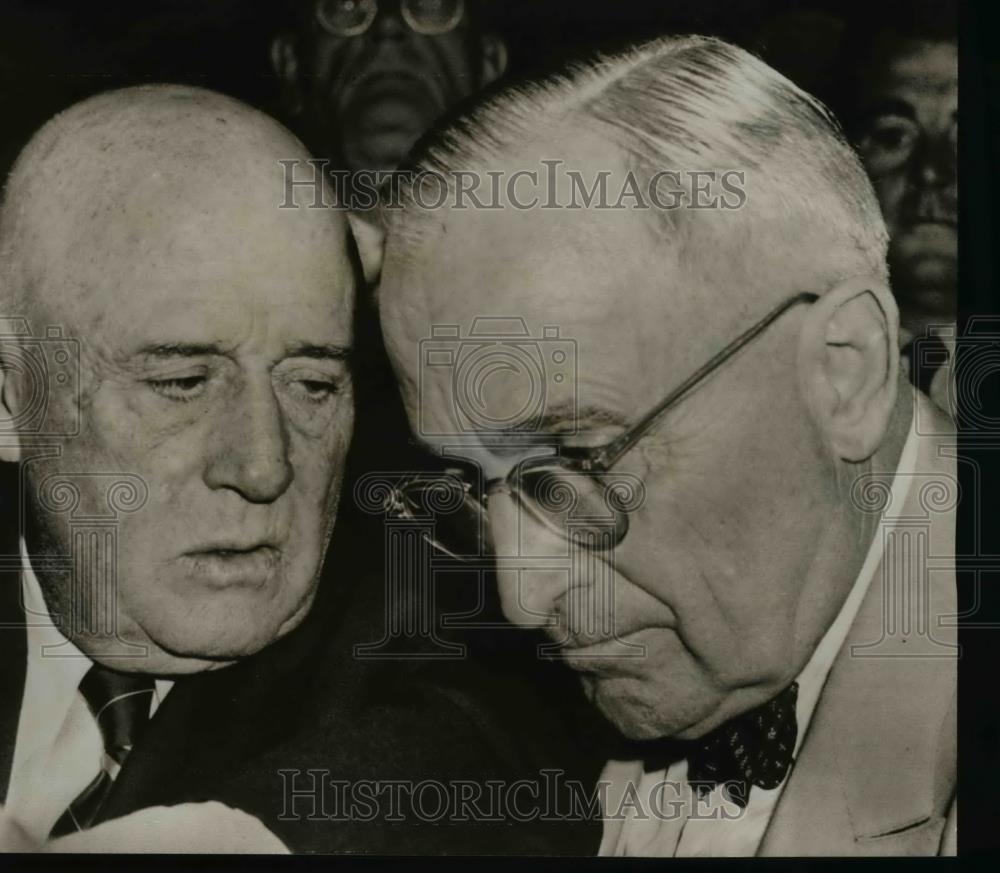 1956 Press Photo Harry Truman listening to House Speaker Sam Rayburn a Historic Images