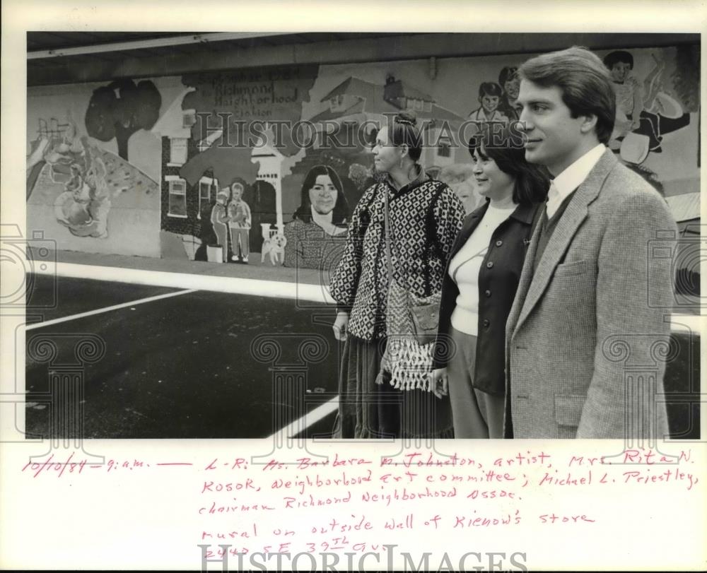 1984 Press Photo Barbara Johnston, Rita Kosok &amp; Michael Priestley at RIchmond - Historic Images