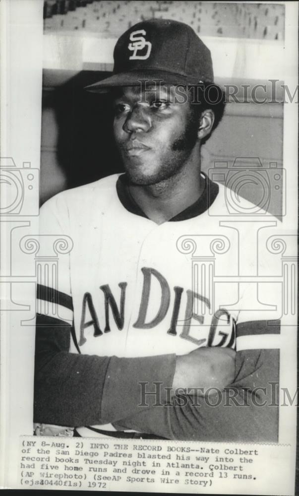 1972 Press Photo San Diego Padres baseball player, Nate Colbert - sps01095 - Historic Images