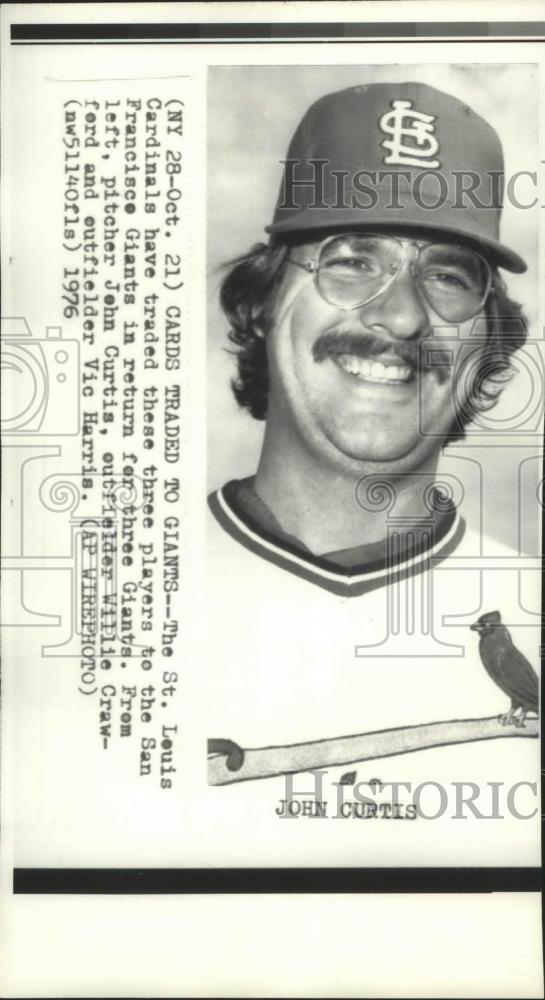 1976 Press Photo St. Louis Cardinals baseball player, John Curtis traded - Historic Images