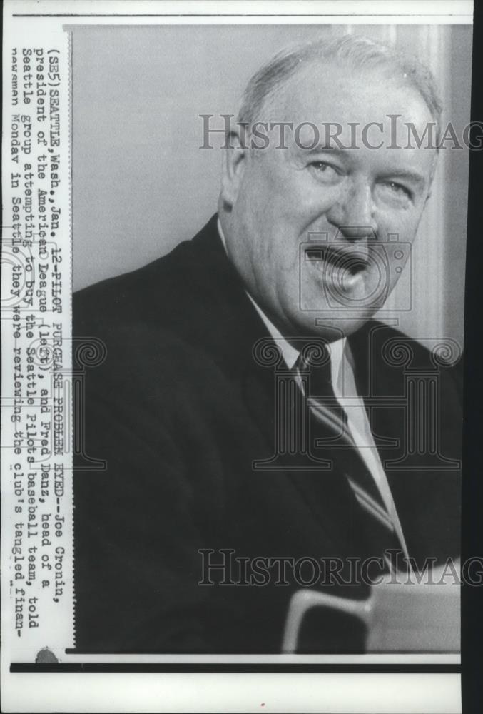 1970 Press Photo Joe Cronin, president of the American League basketball - Historic Images