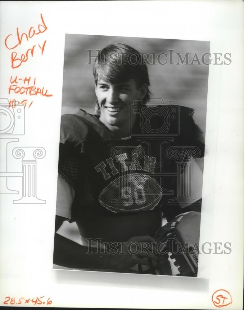 1991 Press Photo With 59 catches for 860 yards, football&#39;s Chad Berry ranks high - Historic Images