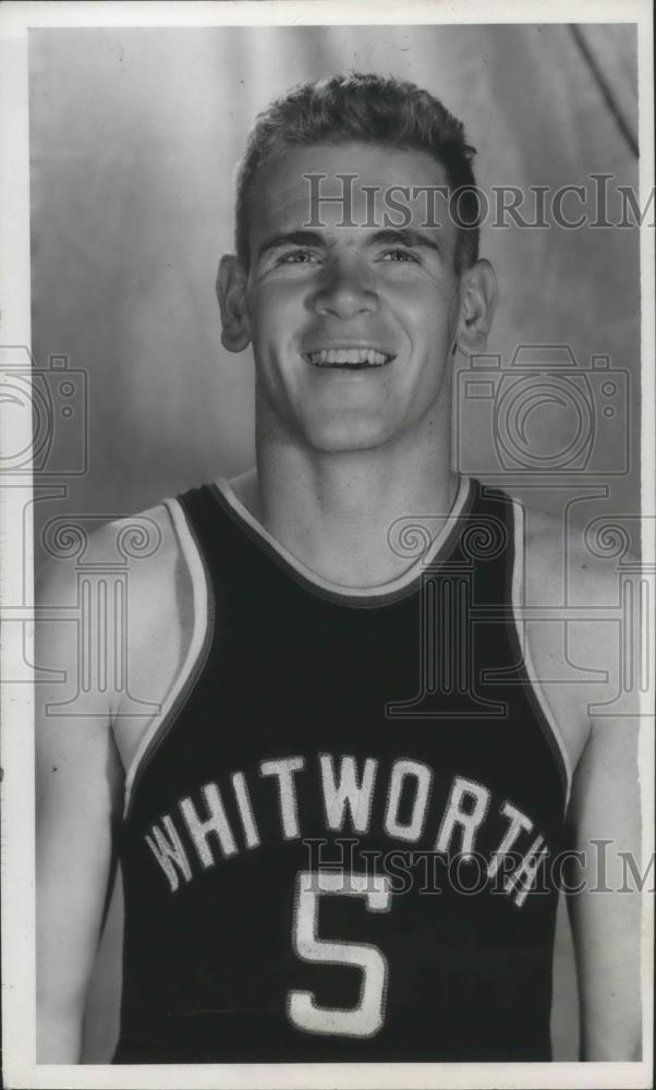 1952 Press Photo Whitworth College basketball player, Sam Adams - sps01809 - Historic Images