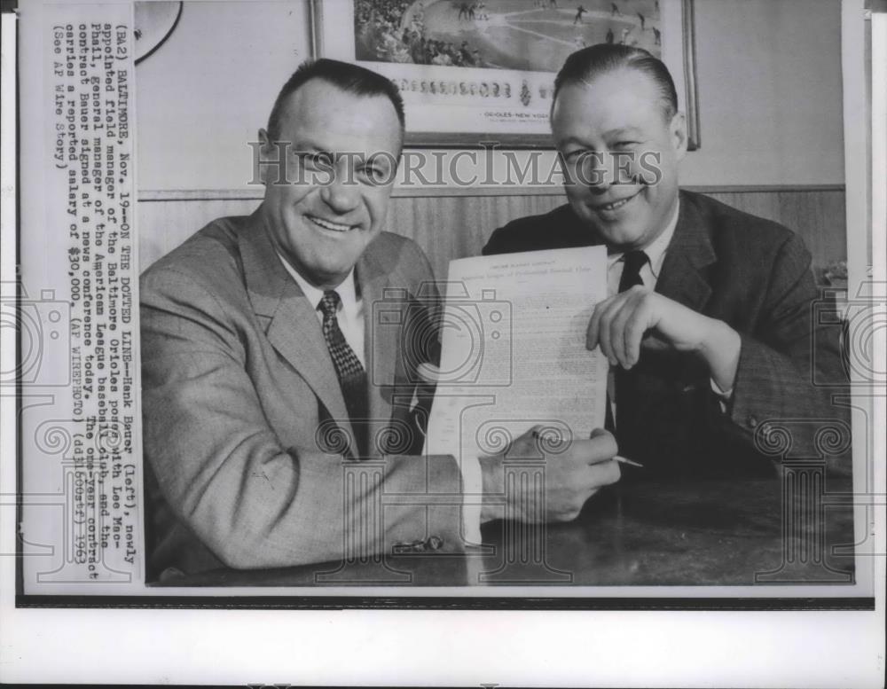 1963 Press Photo Hank Bauer-Field Manager for the Baltimore Orioles - sps01926 - Historic Images