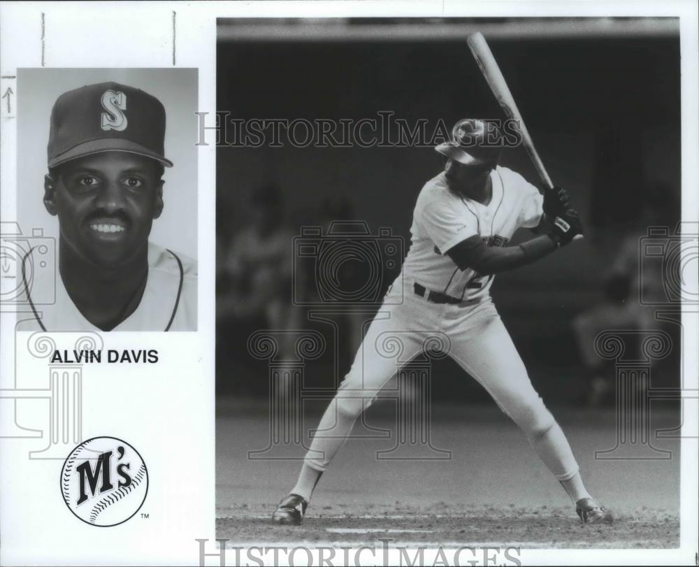 1992 Press Photo Alvin Davis of the M&#39;s Up to Bat and Ready to Swing - sps02048 - Historic Images