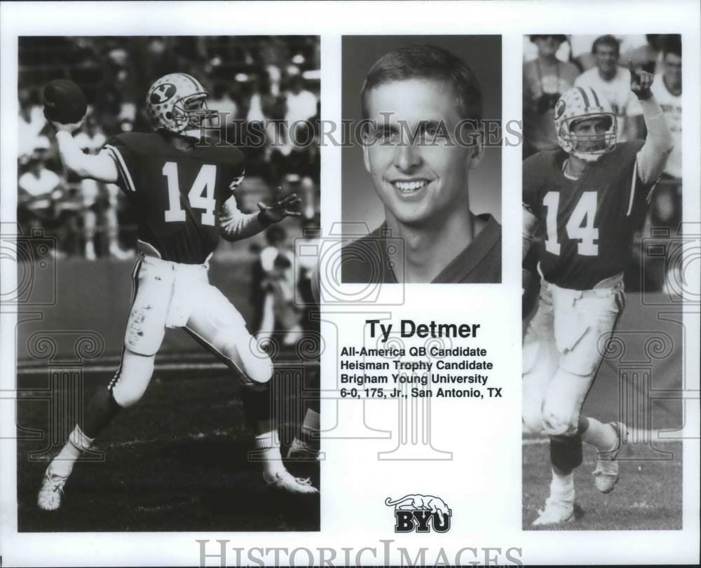1990 Press Photo Ty Detmer, Brigham Young University football player - sps02181 - Historic Images