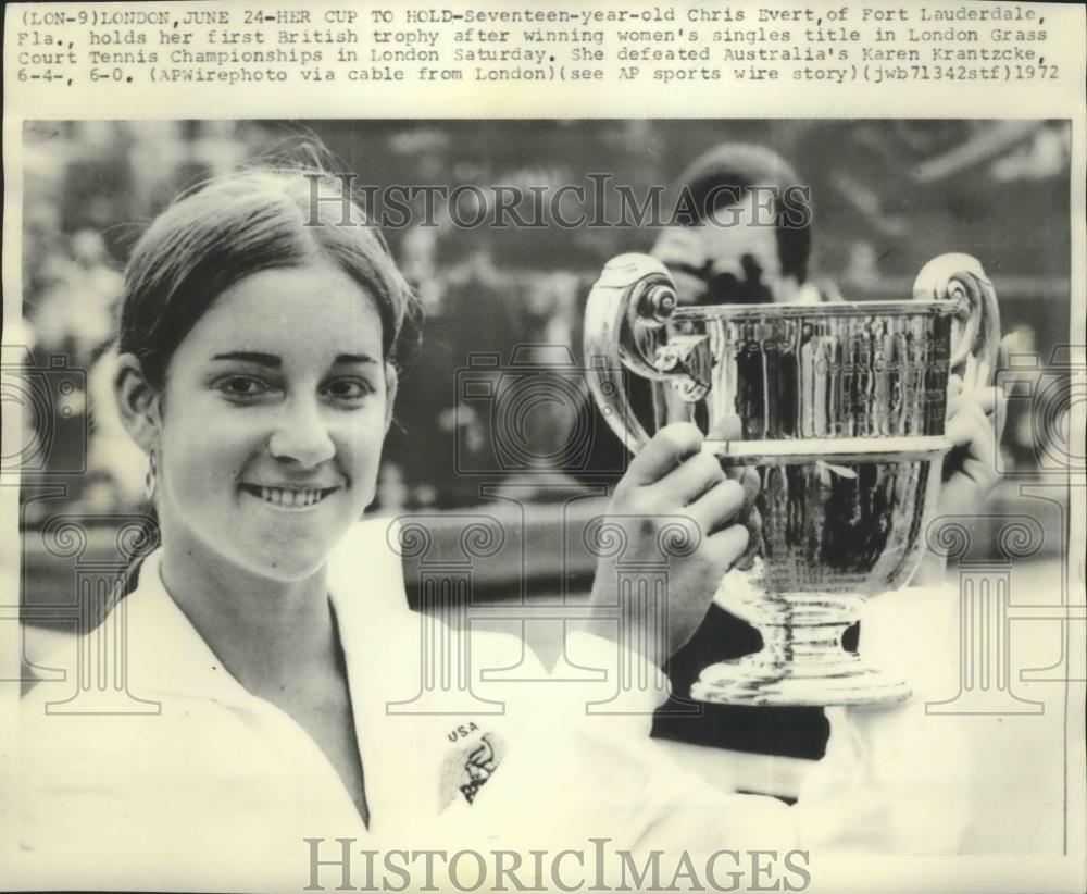 1972 Press Photo Chris Evert-London Grass Court Tennis Championship Winner - Historic Images