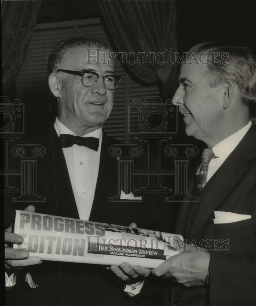 Press Photo Walt Horan, Dr. L. Quincy, 1958 Spokesman Review Progress Edition - Historic Images