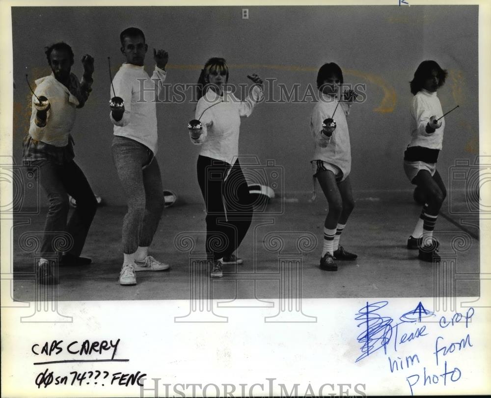 1983 Press Photo Fencing-Bill Huesby-Michael Johnson-Shannon Friend-Steve Lee - Historic Images