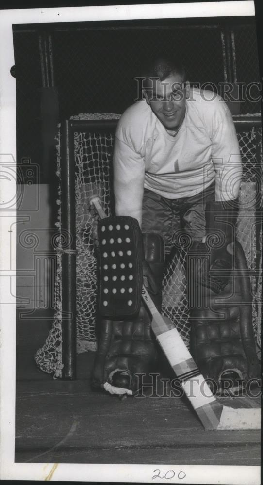 1969 Press Photo Hockey Goalie Dave Cox for the Jets - sps03438 - Historic Images