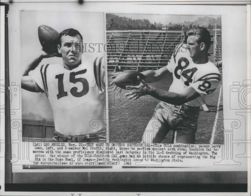 1963 Press Photo UCLA football players, Larry Zeno and Mel Profit - sps03317 - Historic Images