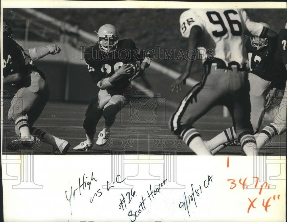 1981 Press Photo Scott Hoover #26 during U-High vs. LC football game - sps03311 - Historic Images