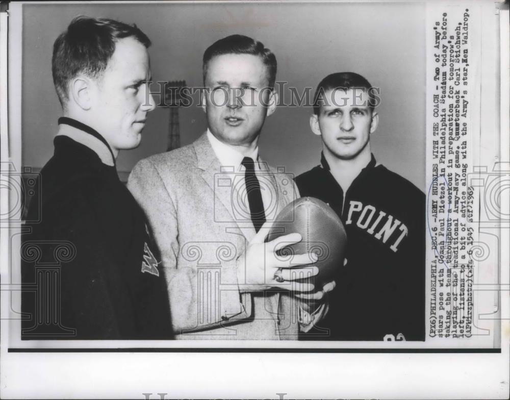 1963 Press Photo Army football coach Paul Dietzel, Carl Stichweh &amp; Ken Waldrop - Historic Images