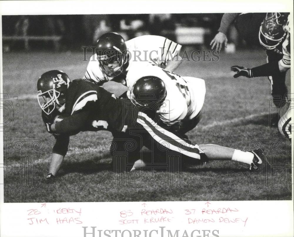 1992 Press Photo Liberty-Reardan high school football players during game - Historic Images