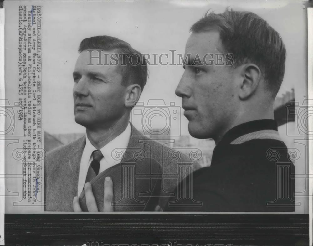 1964 Press Photo Army football Coach Paul Dietzel &amp; Team Captain Carl Stichweh - Historic Images