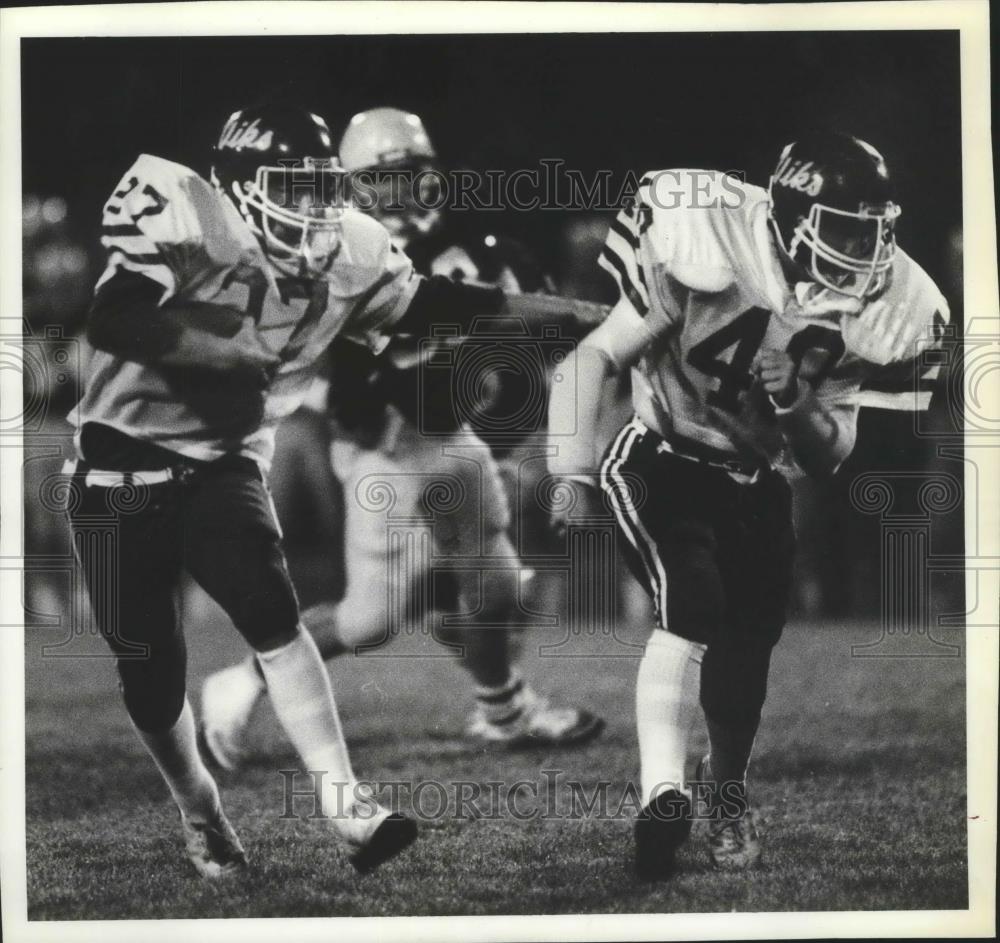 1984 Press Photo Coeur d&#39;Alene football players,Donnie Lunceford,Reade Rodrigues - Historic Images