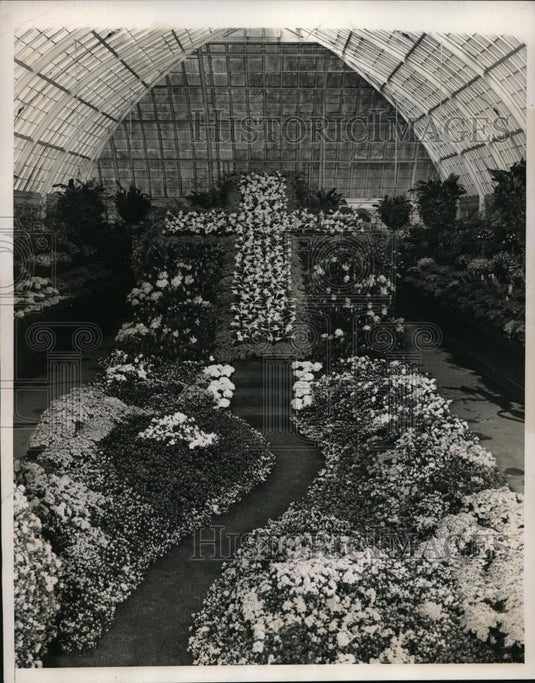 1939 Press Photo New York White Bermuda Lilies in cross Prospect Park NYC - Historic Images