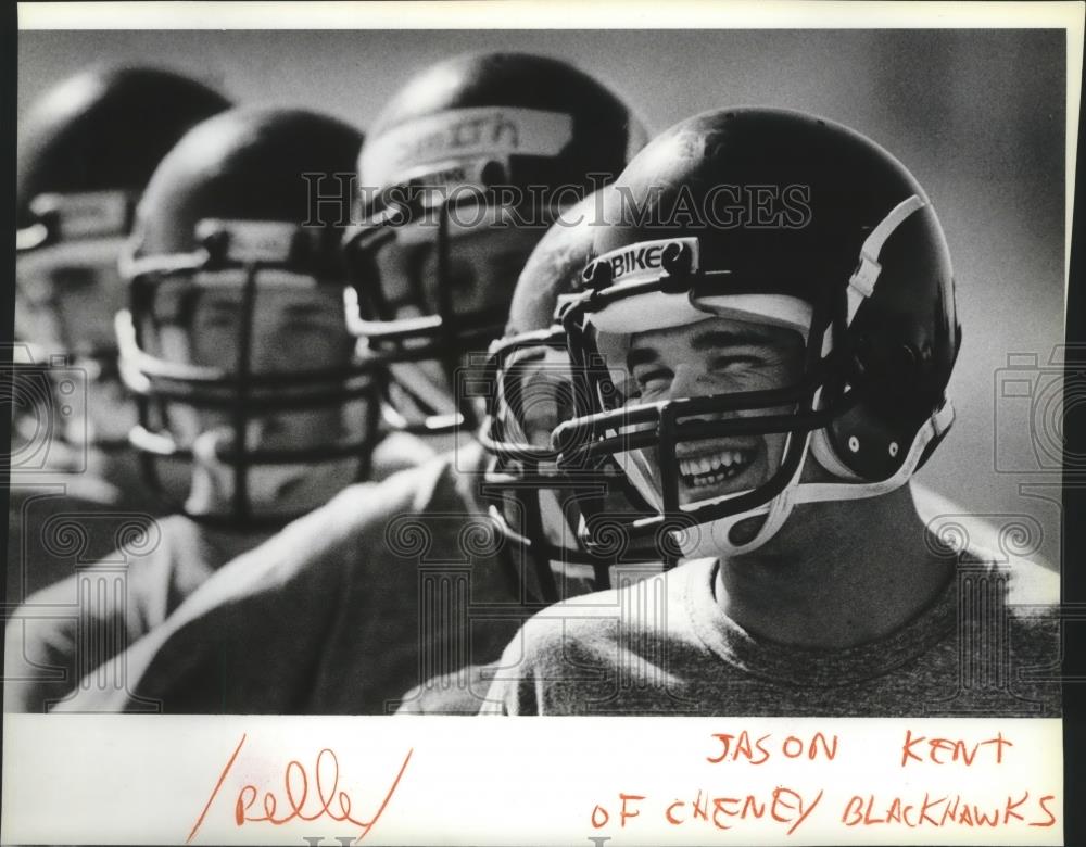 1986 Press Photo Jason Kent of the Cheney Blackhawks football team - sps02881 - Historic Images