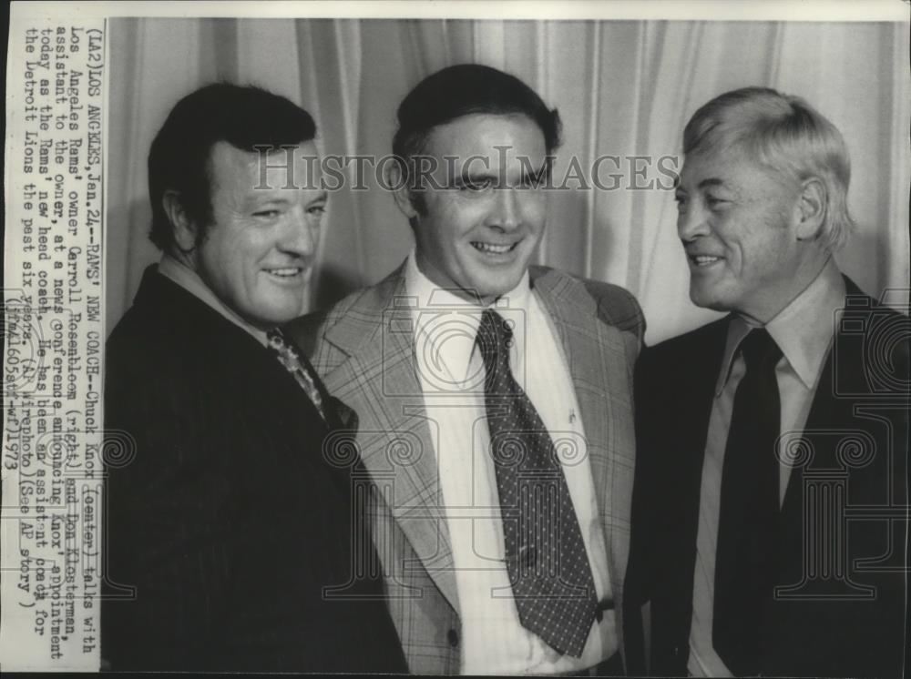 1973 Press Photo Chuck Knox-Los Angeles Rams&#39; New Head Coach With Club Owner - Historic Images