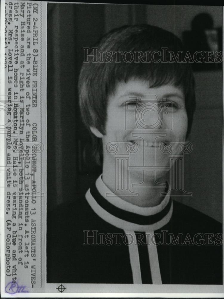 1970 Wire Photo Mary Haise, wife of an Apollo 13 astronaut - spw03765 - Historic Images